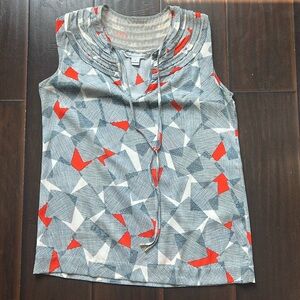 DVF Sleeveless Blue and Red Patterned Blouse, size 6